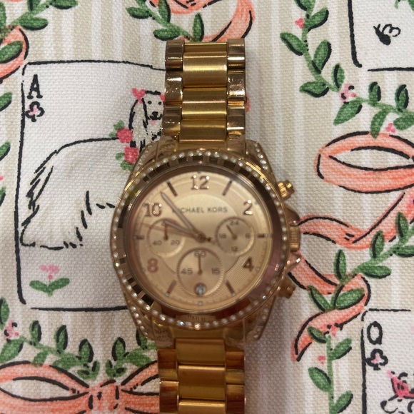 MICHAEL KORS WOMENS ROSE GOLD WATCH. Crystals, thick band!! - Picture 2 of 6